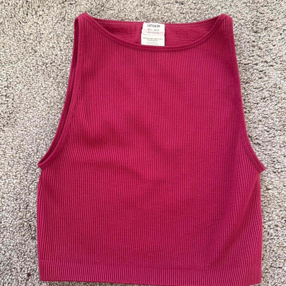 Cotton On Fuchsia Ribbed Tank Top